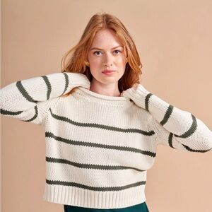 La Ligne Mini Marina Sweater in Ivory/Army Green in size XS